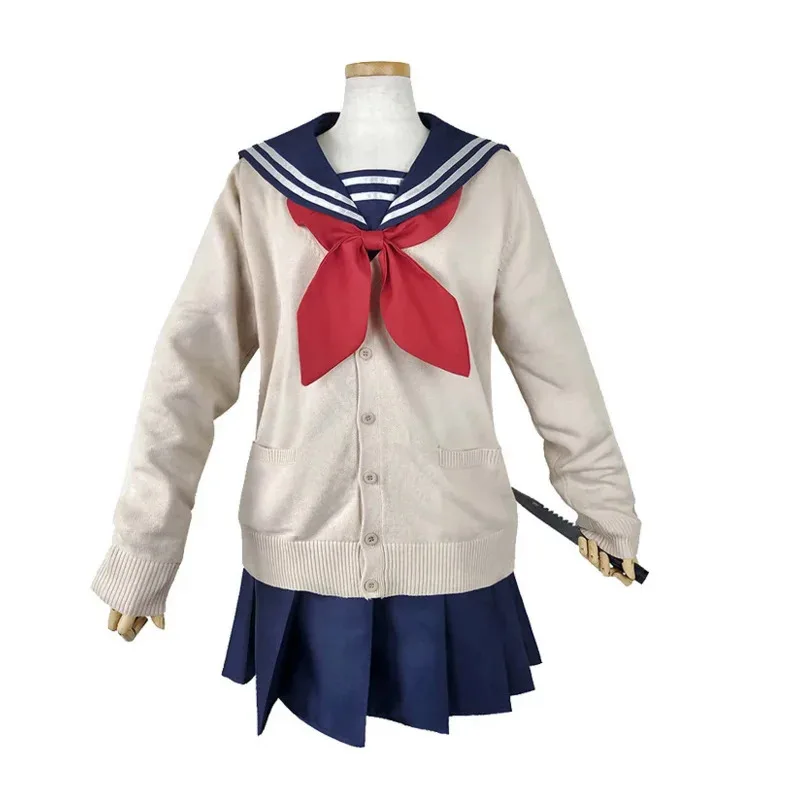 2025 New Anime My Hero Academia Himiko Toga Cosplay Costume Sailor Suit Dress Skirt Wig Props Cross My Body Woman Sweater Un ★ ★