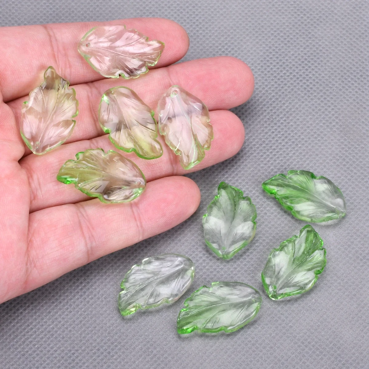 10pcs Leaf Petal Shape 28x17mm Lampwork Glass Loose Pendants Beads for Jewelry Making DIY Handmade Crafts Findings