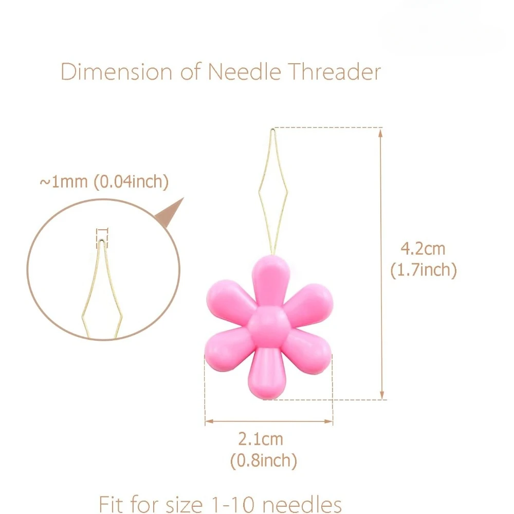 5 Stück Kunststoff-Blumenkopf-Sticknadelfädler (Mischungsfarben)