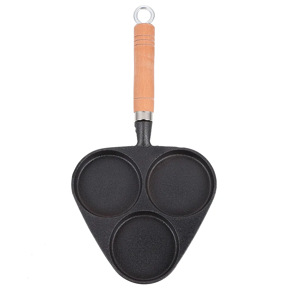 

Fried Cast Iron Triangle 3-Hole Deep Capacity Nonstick Small Frying Egg Skillet Pancake Fried Egg Pan Cookware