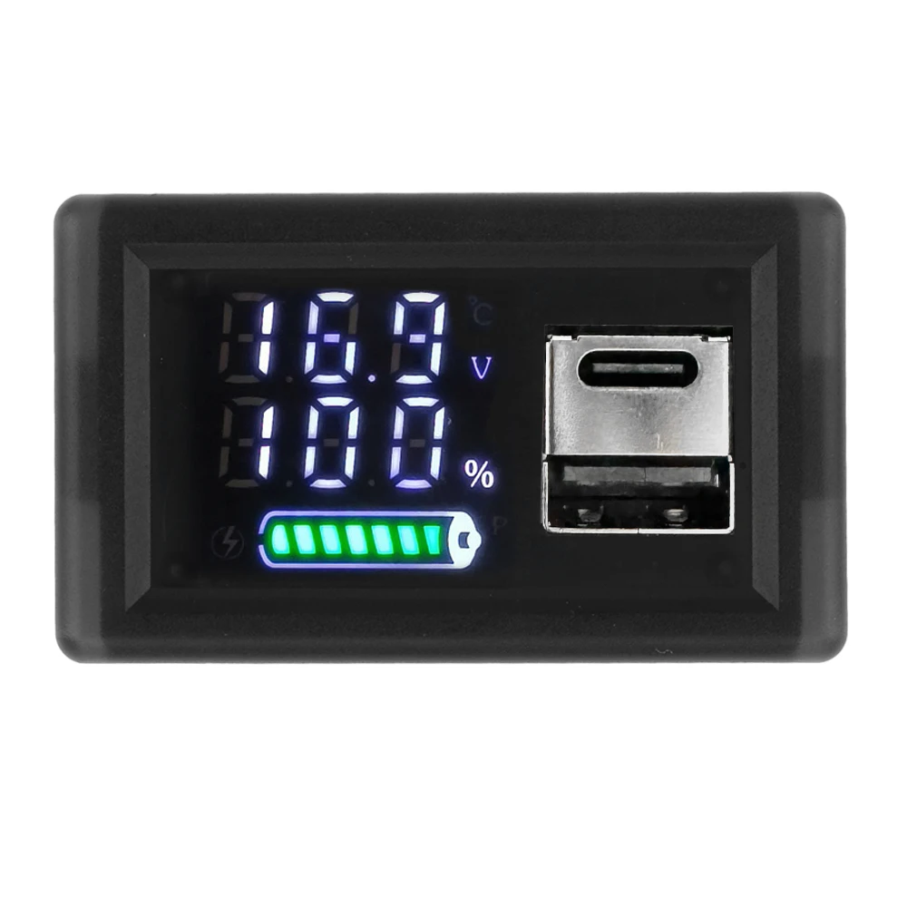 DC 9-24V Doppio USB Caricabatteria Indicatore di livello Tester di capacità della batteria al litio Display a LED Tester Voltmetro Rilevatore