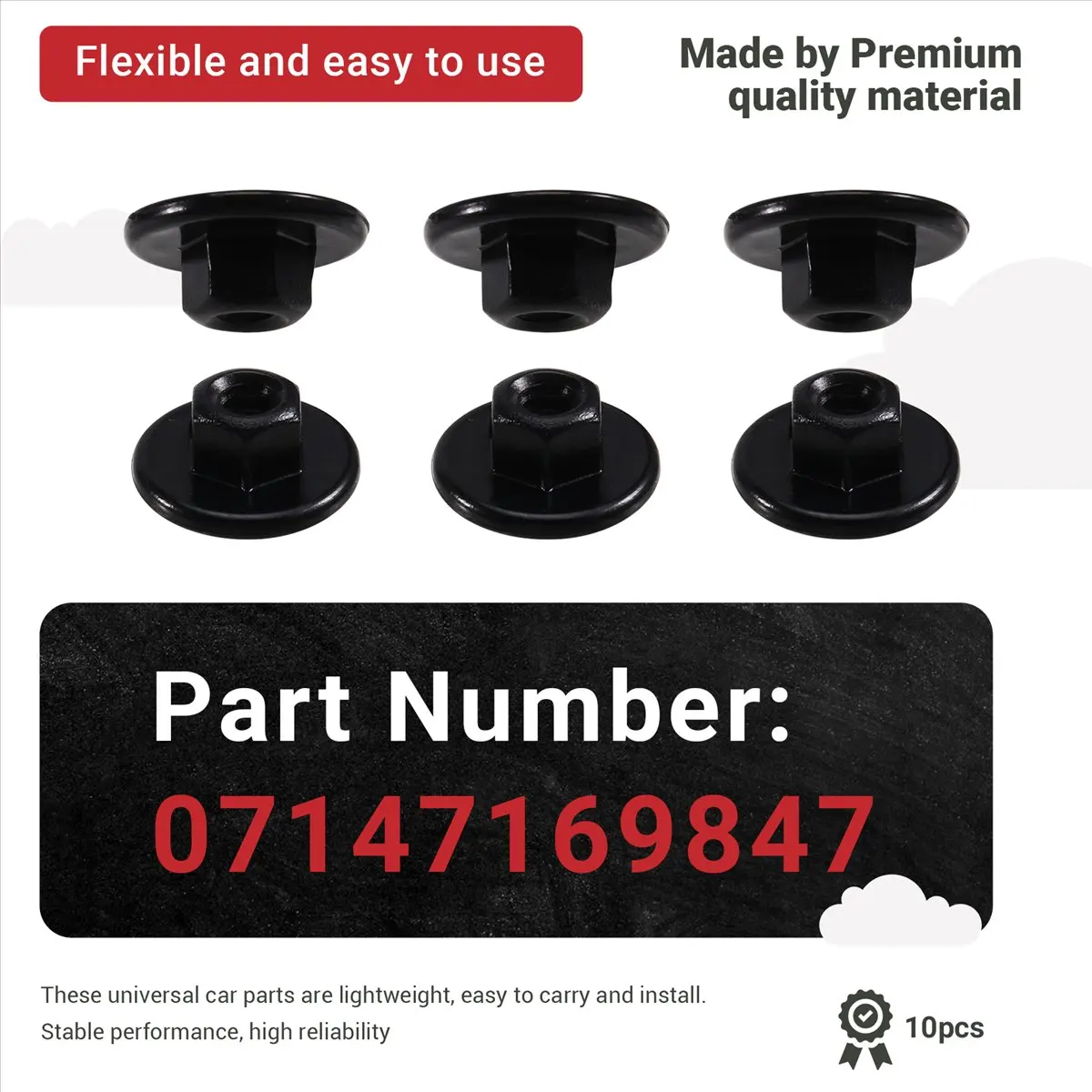 Super Sale 50Pcs Car Chassis Rear Bumper Hexagon Head Nut Clips Decorative Fixator Nuts 07147169847 for Bmw Mini