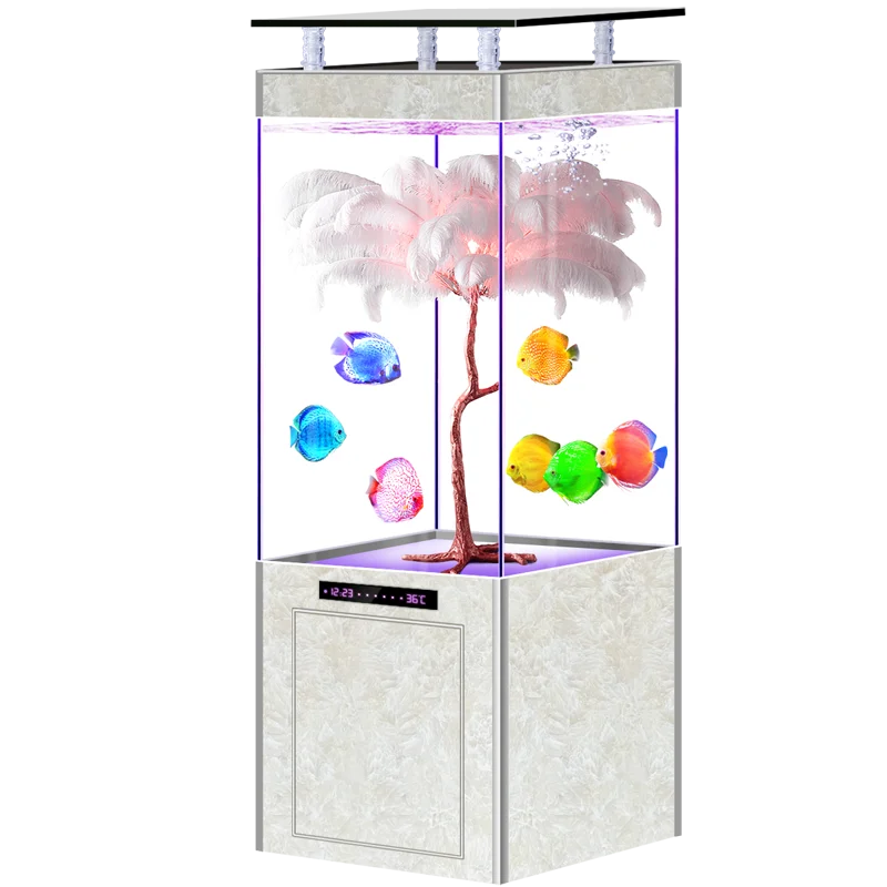 Light Luxury Fish Tank Living Room, Small Floor To Floor Bottom Filter Partition Screen, No Water Change Aquarium