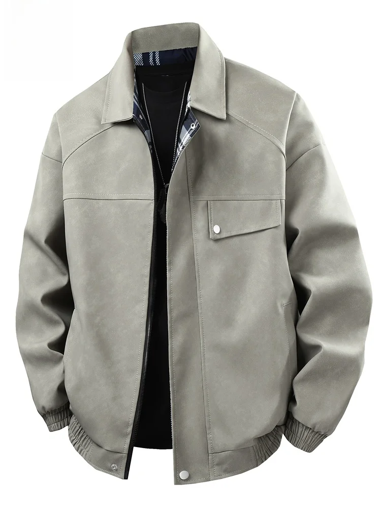 

Rn American Retro Sle Men's Leather Jaet Casual Loose Motorcycle Coat Spring Autumn New Faion Urban Youth Outerwear