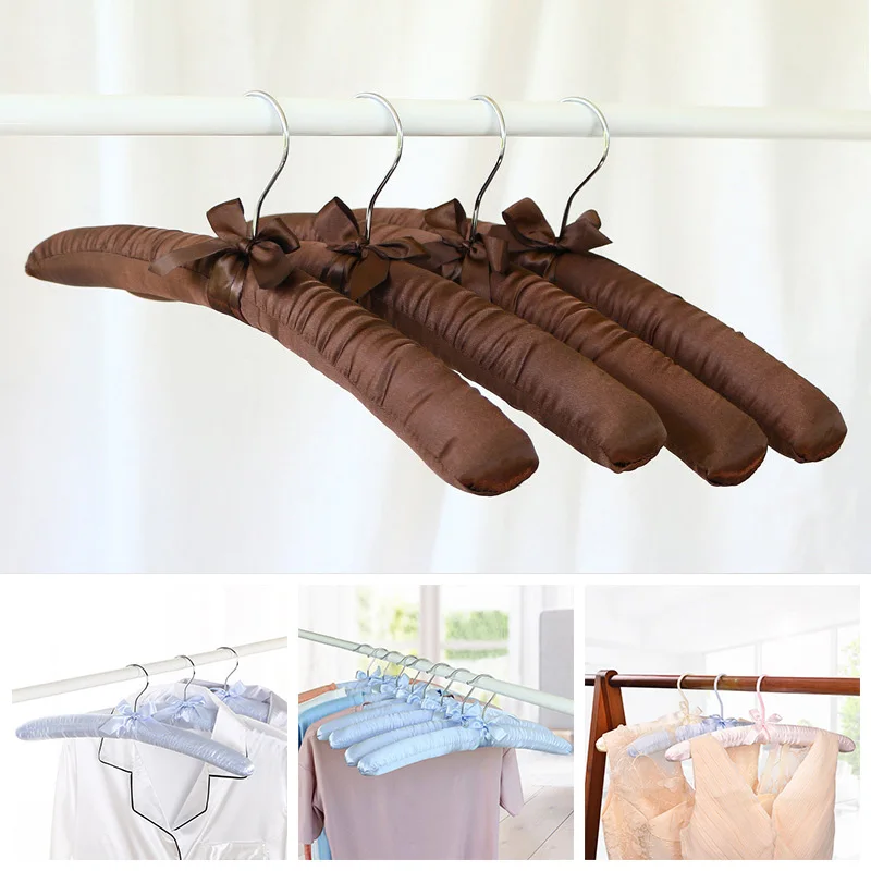 38cm Hanger Hangers Clothes Padded Wedding Dress Sponge Satin Silk Foam Drying Bride Pants Coat Jeans Shoulder Stain Organizer