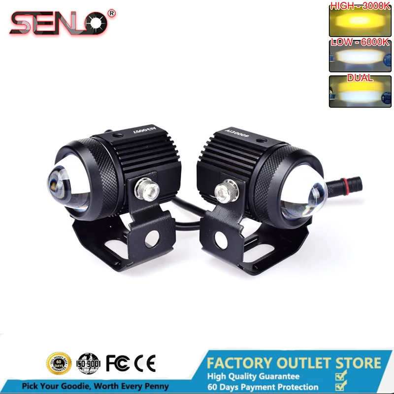 

SENLO 30W 12V Mini Driving Light Spot Light Lens Dual Color Waterproof Hi&Low 6000K for Motorcycle Headlight LED Bulbs 1Box IP68