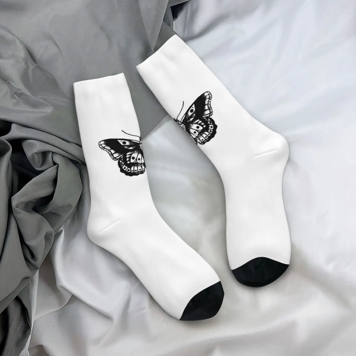 Black Butterfly Stockings Women Men Harrys Styles Socks Breathable Korean Socks Autumn Running Anti Skid Design Socks Gift