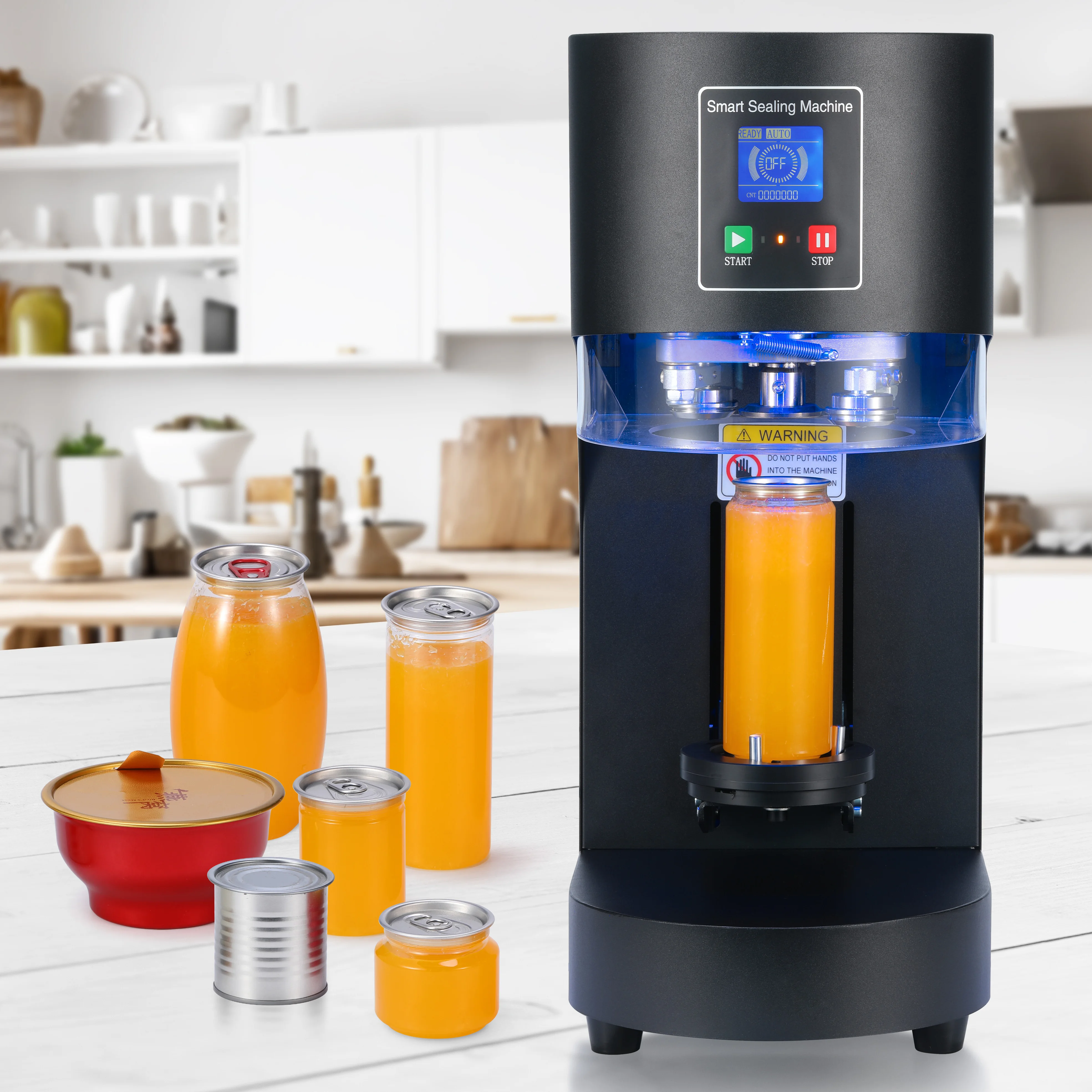 

Full-automatic Lifting Sealing Machine Can Adapt To Various Cans Without Matching The Base, and The Plug Can Be Customized.