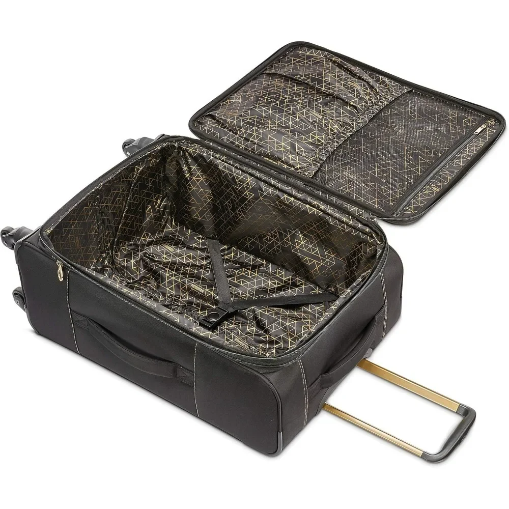 Trunk, Softside Luggage with Spinner Wheels, Smooth Rolling with ZIPPER PULLS and Beveled Push Button Locking Handles, Trunks