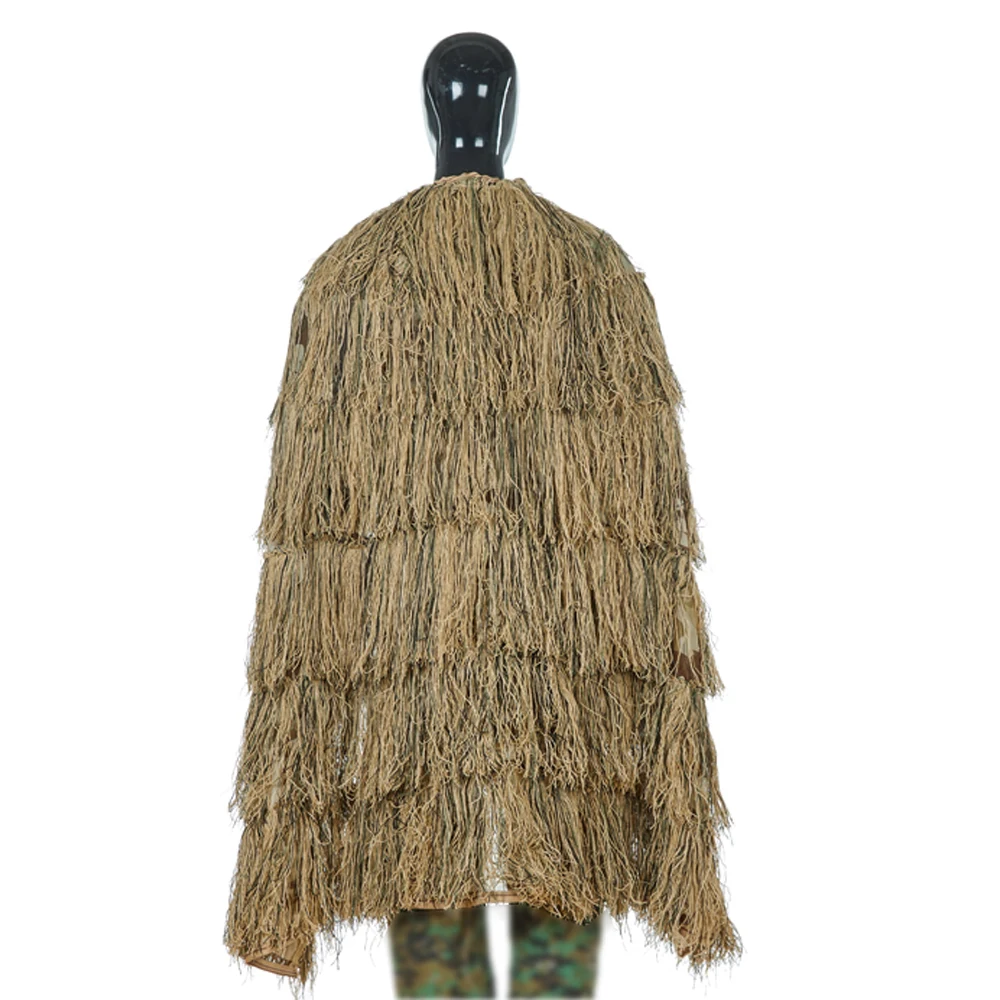 Leichtes Ghillie Poncho taktisches Scharfschützen Ghillie Top für Airsoft Paintball Ghillie Poncho Anzug Wald – Detail 9
