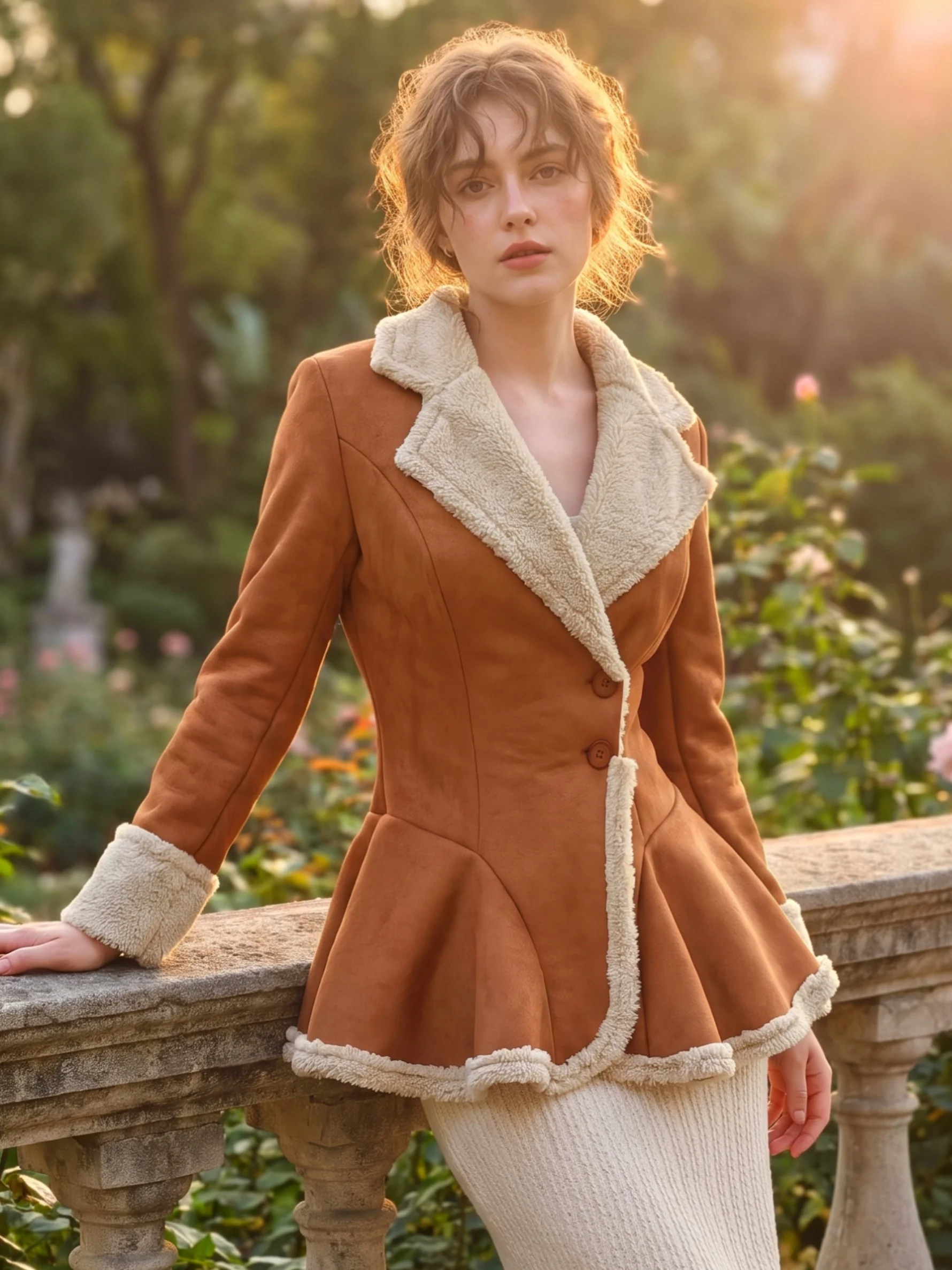 Women's Suede Fur Collar Coat Western Plush Autumn And Winter Fashionable Warm Coat Outdoor Windproof Slim Fit Windbreaker