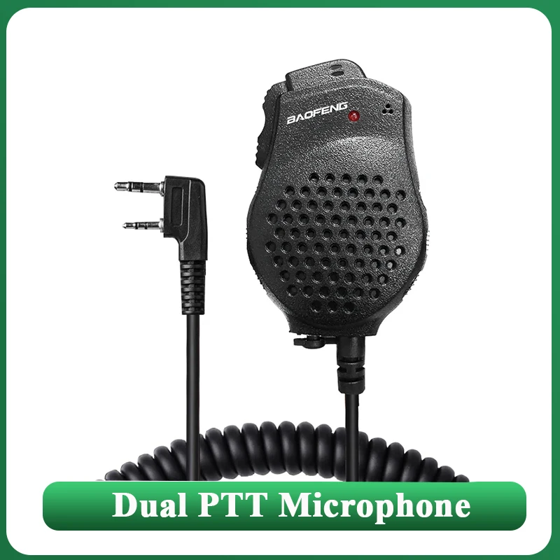 Baofeng UV-82 Dual PTT Microphone Speaker Shoulder Mic Tangent Headset For DM-1701 UV-K5 UV-K6 UV17 UV5RH UV18 Pro Walkie Talkie