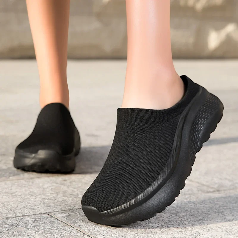 Wide Barefoot Women Slippers Sandals Breathable Mesh Thick Sole Flat Walking Shoes Home Slippers Couple Shoes Men Slippers