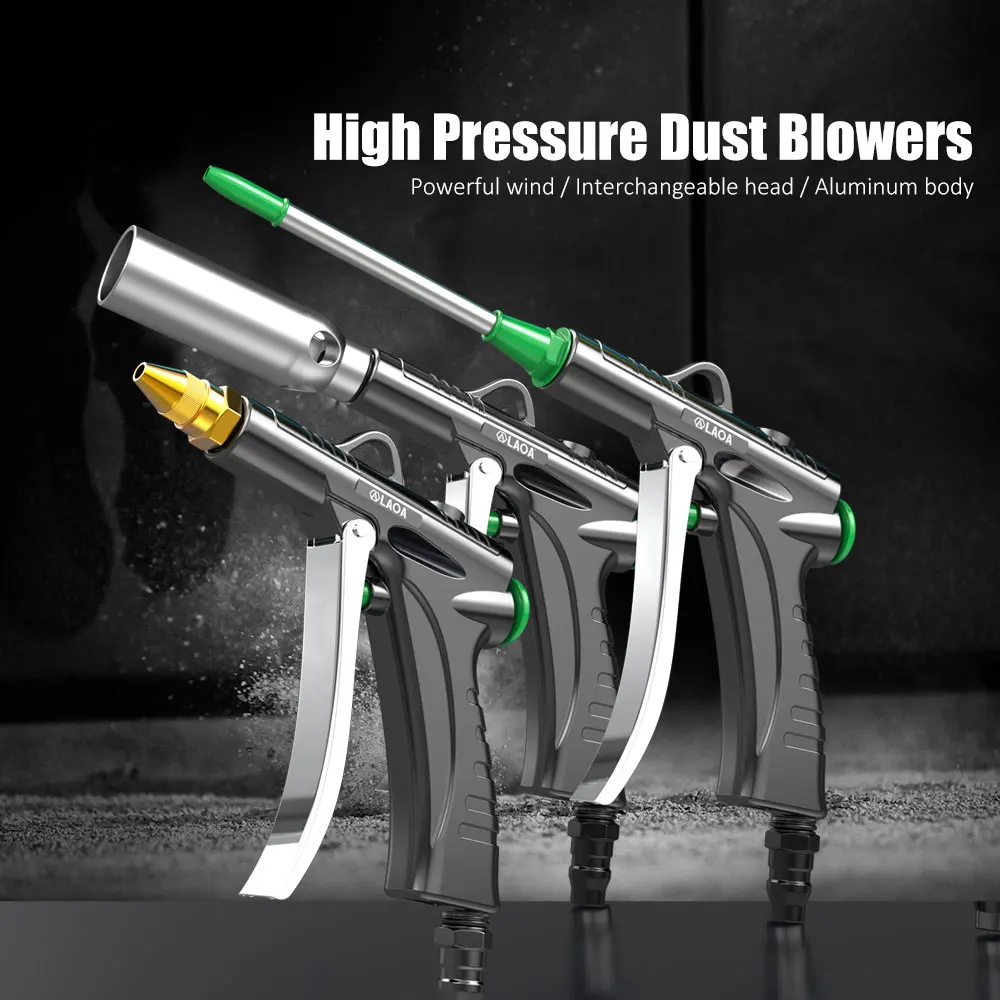 LAOA Aluminum Alloy Pneumatic Blow Gun High Pressure Dust Blower Nozzle Cleaning Tool for Compressor Portable Cleaning Supplies