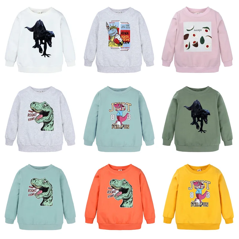 New Kids Boys Girls Cotton Tshirt Cartoon Dinosaur Print Long Sleeve T-shirt Children Casual Tee Tops Clothes Kids T Shirts 1-8T