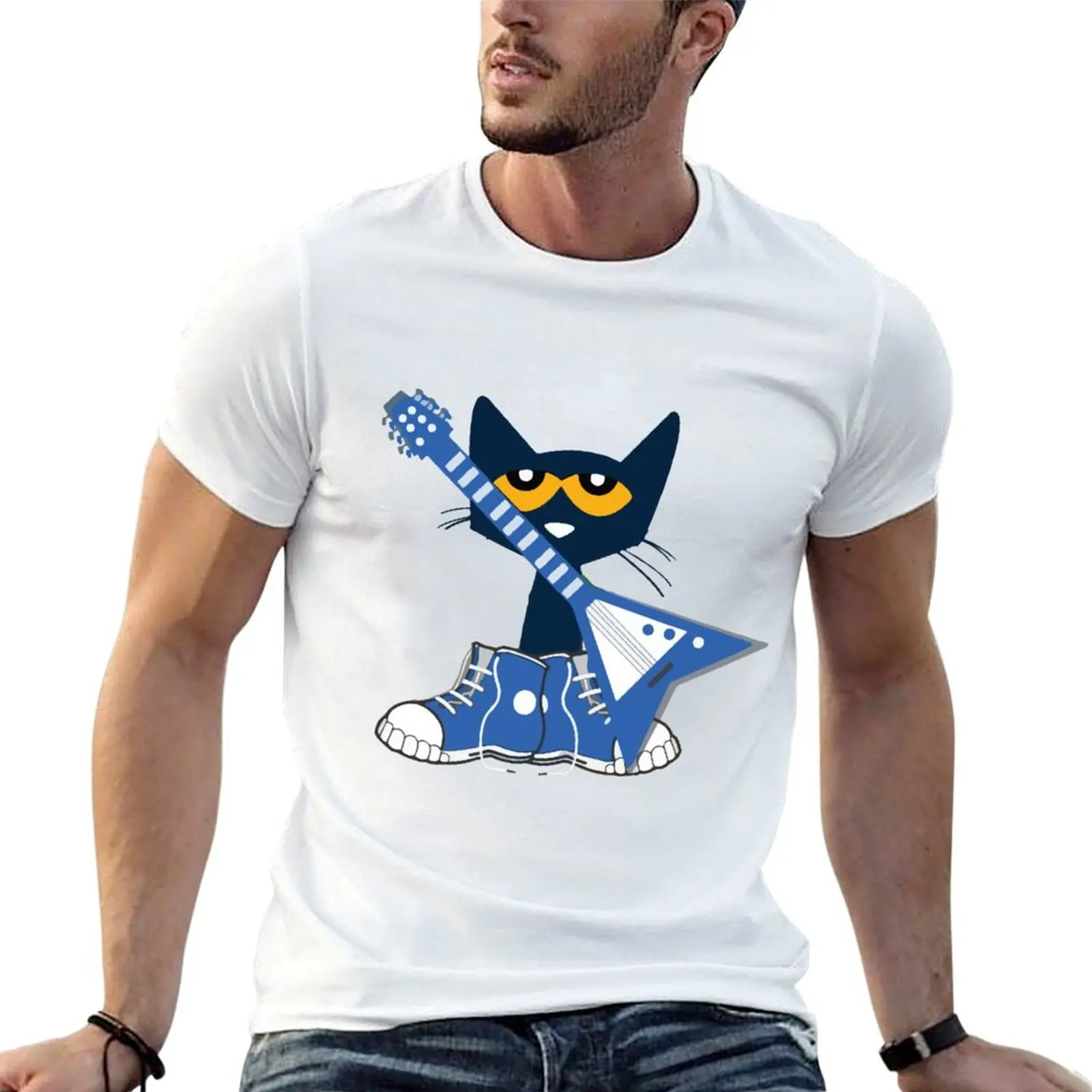 

Pete the cat rocking in blue shoes and blue guitar T-Shirt anime tshirt t shirts designer T-Shirt