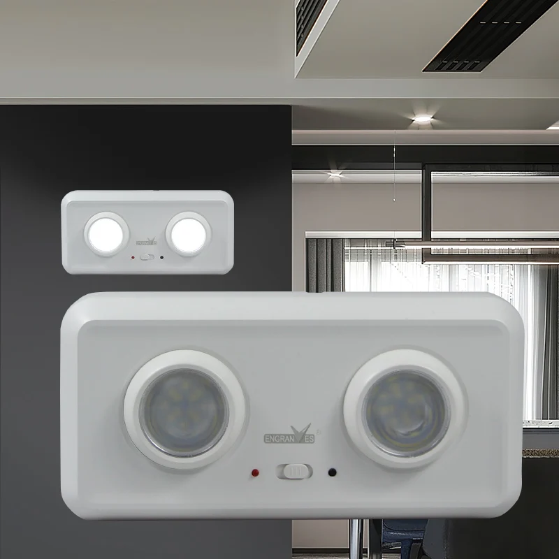 

Аварийное освещение с двойными регулируемыми светодиодными лампами Настенная резервная эвакуационная лампа с аккумулятором Ручной пожарный фонарь