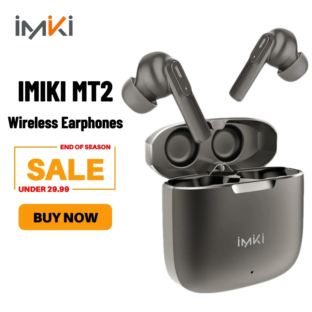 IMIKI MT2 TWS Wireless Earphone Men Headphone Bluetooth Earbuds Video Game Headset HiFi Touch Control Stereo Sports Headphone