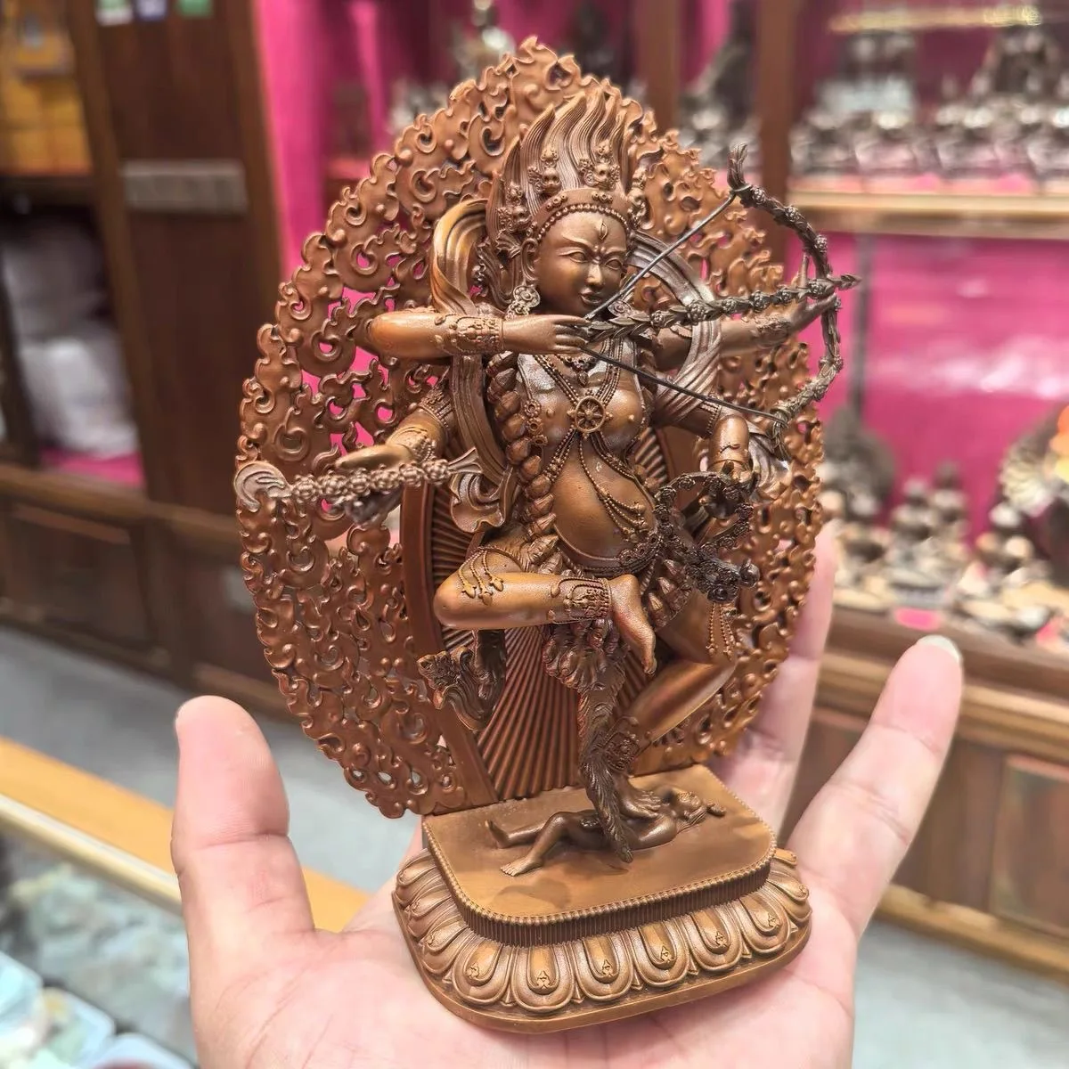 15CM # 5A+ Buddha statue copper carving Gulu Guli Fumu Kuru kulla Buddhist lama monk worship altar