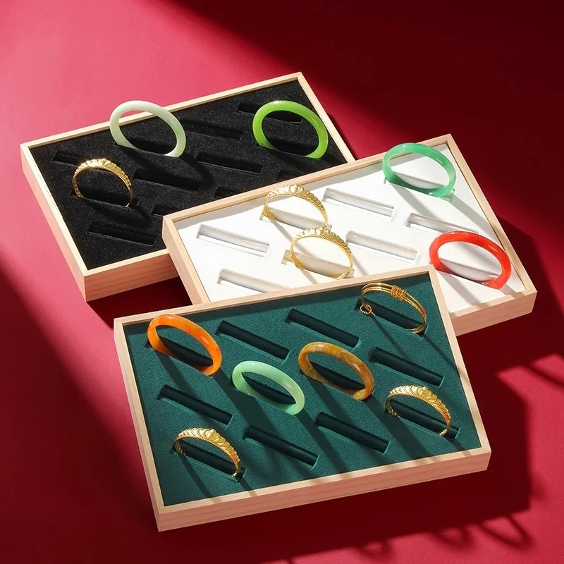 1pc Wooden Bangle Display Tray 12 Slots Bracelet Hand String Ring Jeweley Storage Holder Jewellery Organizer Window Counter Prop