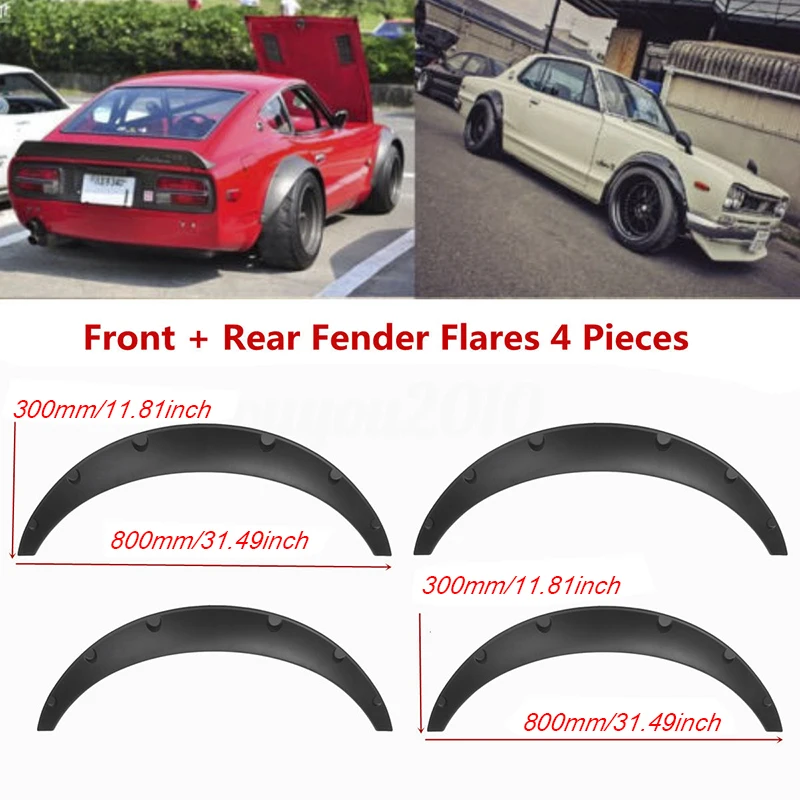 

4PCS Universal Car Wheel Fender Flares Flexible Yet Durable Polyurethane Black