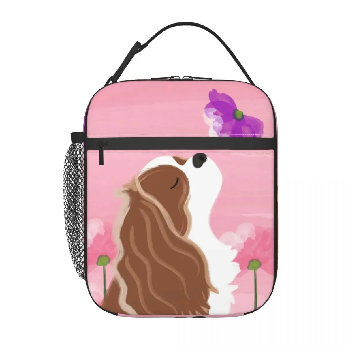 Romantic Cavalier King Charles Spaniel Insulated Lunch Bag for Women Waterproof Dog Thermal Cooler Bento Box Beach Camp Travel