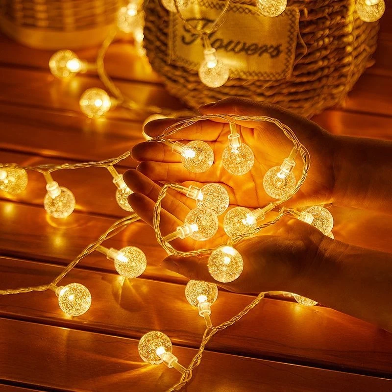 

Crystal Ball Fairy String Lights Outdoor Wedding Holiday Home Decoration Camping Fairy Garland Garden Party Battery Operated