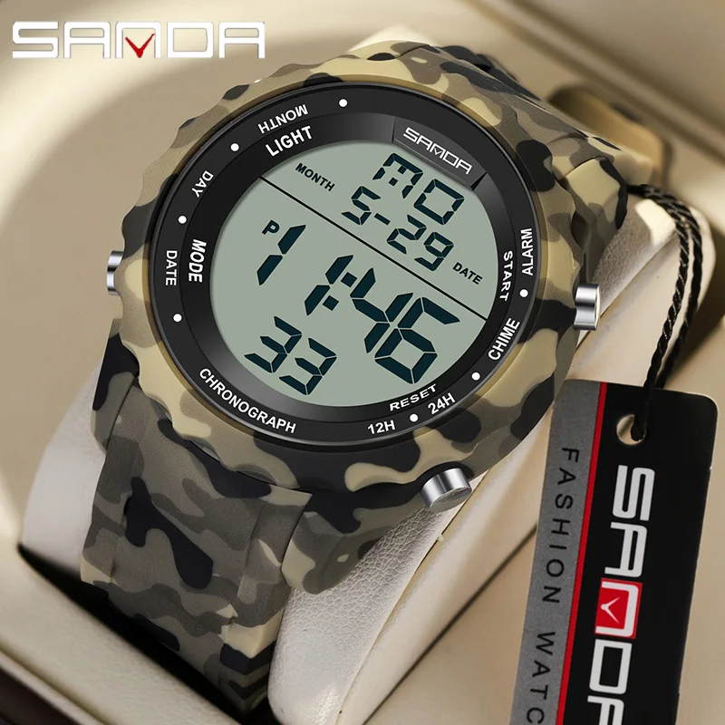 Fashion Sanda Top Brand G Style Camouflage Military Led Digital Watch Men Waterproof Clock Outdoor Sport Watches Male Electronic