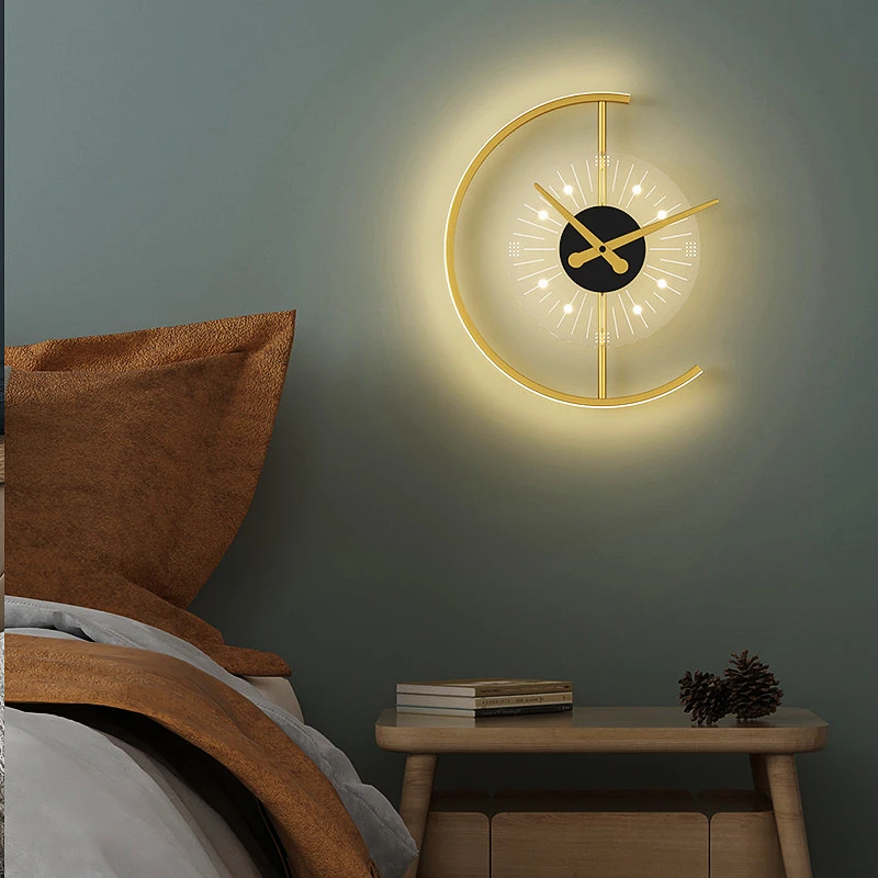 

Moden Led Clock Wall Lamps For Corridor Aisle Bedside Wall Clock With Light Dimmable Bedroom Living Room Wall Sconce Lighting