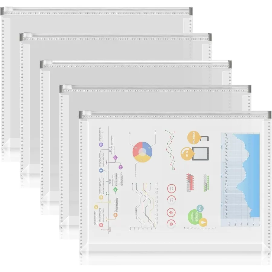 

5 шт. пластиковые конверты формата А4, полиэтиленовые конверты на молнии, папка для файлов, полупрозрачный расширяющийся кошелек для документов с застежкой-молнией для