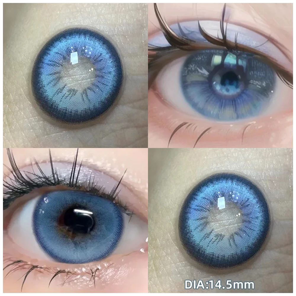 Lentes de contacto para miopía, lentillas graduadas con dioptrías, Color azul y verde, 2 OVOLOOK-1, piezas pares