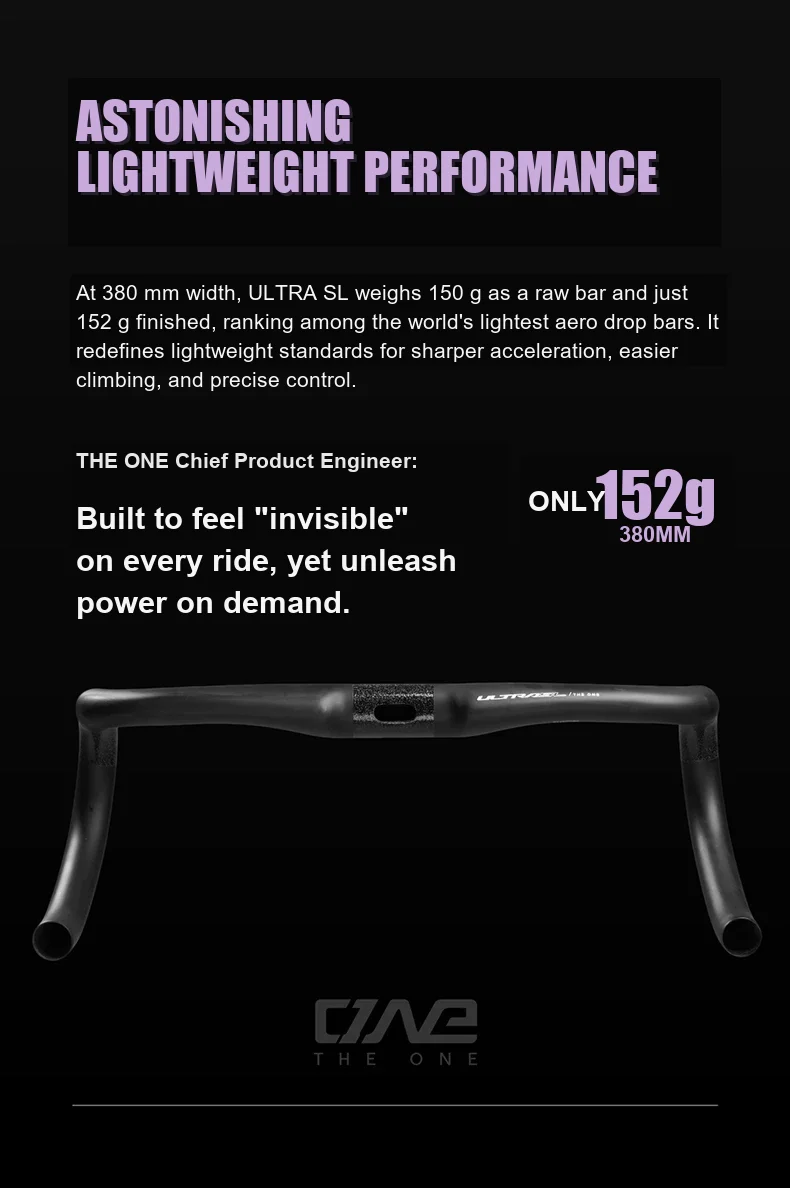 THE ONE ULTRA SL Carbon-Rennrad-Lenker, T1000 Ultraleicht-Carbon, 152g±10g, Vollständige interne Kabelführung – Detail 2