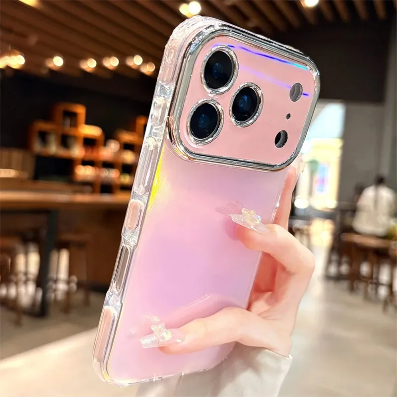 Glitter Laser Aurora Lens Candy Color Glossy Phone Case For iPhone 18 16 17 Pro Max 15 14 plus 13 Camera Protection Back Cover view 2