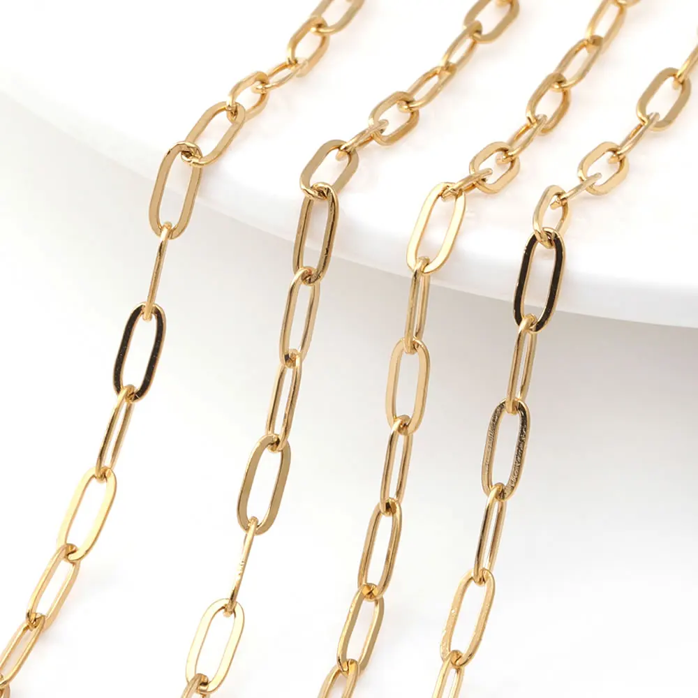 الذهب اللون الفولاذ المقاوم للصدأ طويل البيضاوي الشكل قلادة سلاسل أساور سلاسل المجوهرات عالية الجودة Diy بها بنفسك صنع المجوهرات والاكسسوارات