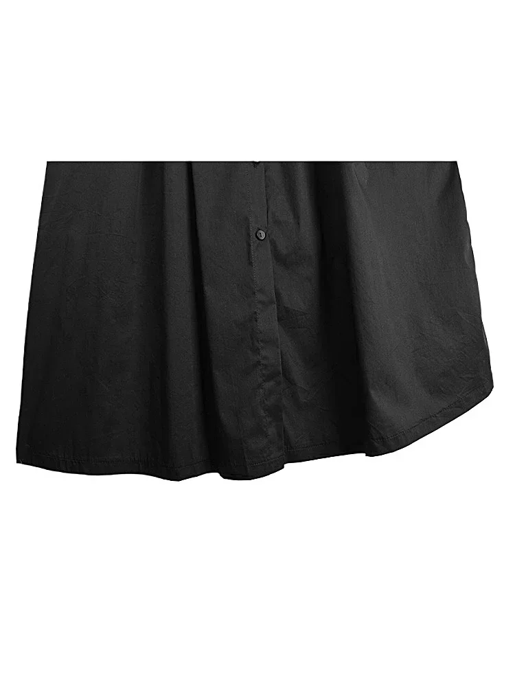 XITAO فضفاض المرقعة شرابة قميص فستان البساطة غير النظامية عادية واحدة الصدر المرأة الصيف الاتجاه الجديد فستان WLD20158