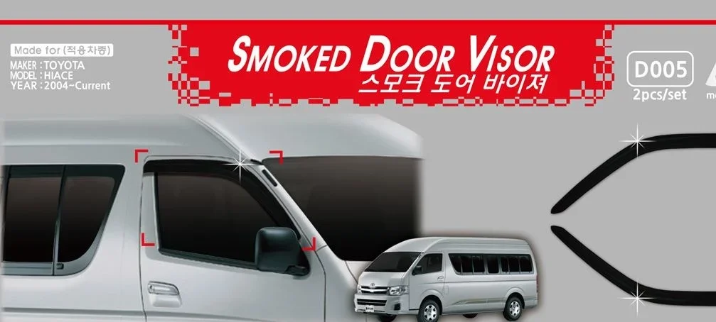 Chrome Door Visor Side Window Deflector Shade Sun Rain Shield Silver Trips Eaves for Toyota Hiace 2004