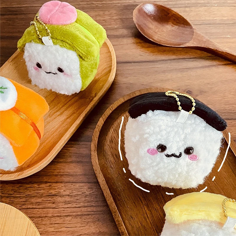 1PC Kawaii giapponese colorato palla di riso bambola pendente carino salmone sushi portachiavi in peluche mini peluche regalo di coppia