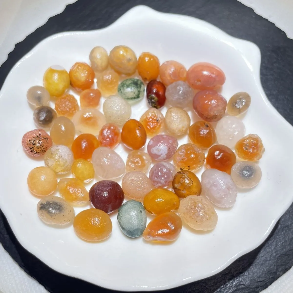 Loose Gemstone Candy Agate in Glass Vial, 10-15mm Natural Unpolished, Mineral Specimen, Gift Giving Collection.Candy Agate