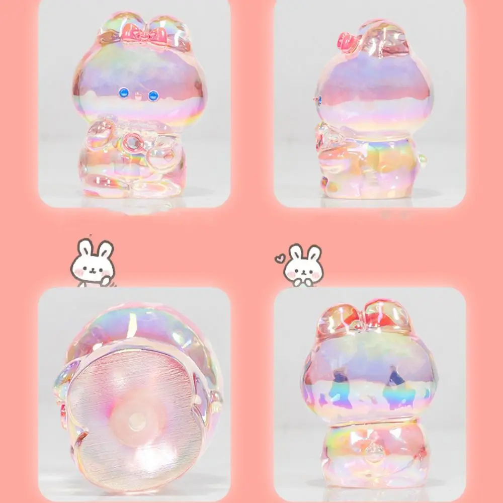 

Laser Transparent Gradient Rabbit Dolls Candy Color Statue Pink Rabbit Mini Ornaments Kawaii Mini Cartoon Model Toy Couple Gifts