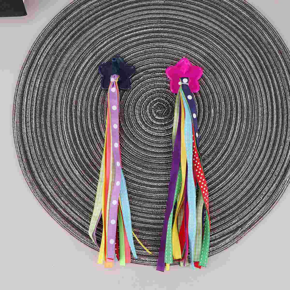 1 Pair of Colorful Kids Bike Handlebar Hanging Ribbon Grips Tassels Accessories for Decor(As Shown) handlebar streamers