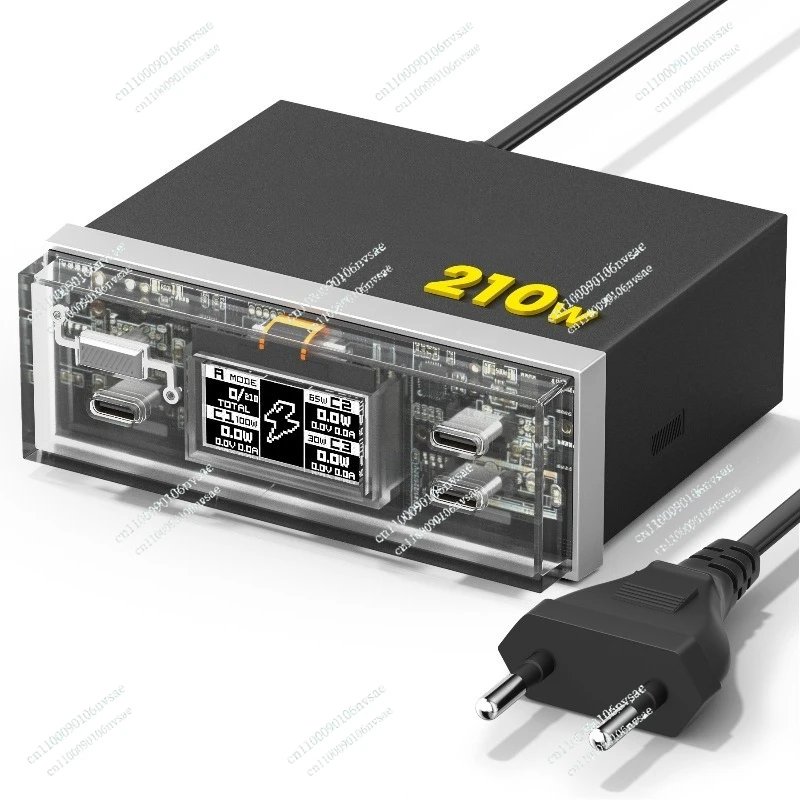 

210W GaN Desktop Charging Station Multi-Port Fast Charging Hub with Screen Display Versatile Functions black