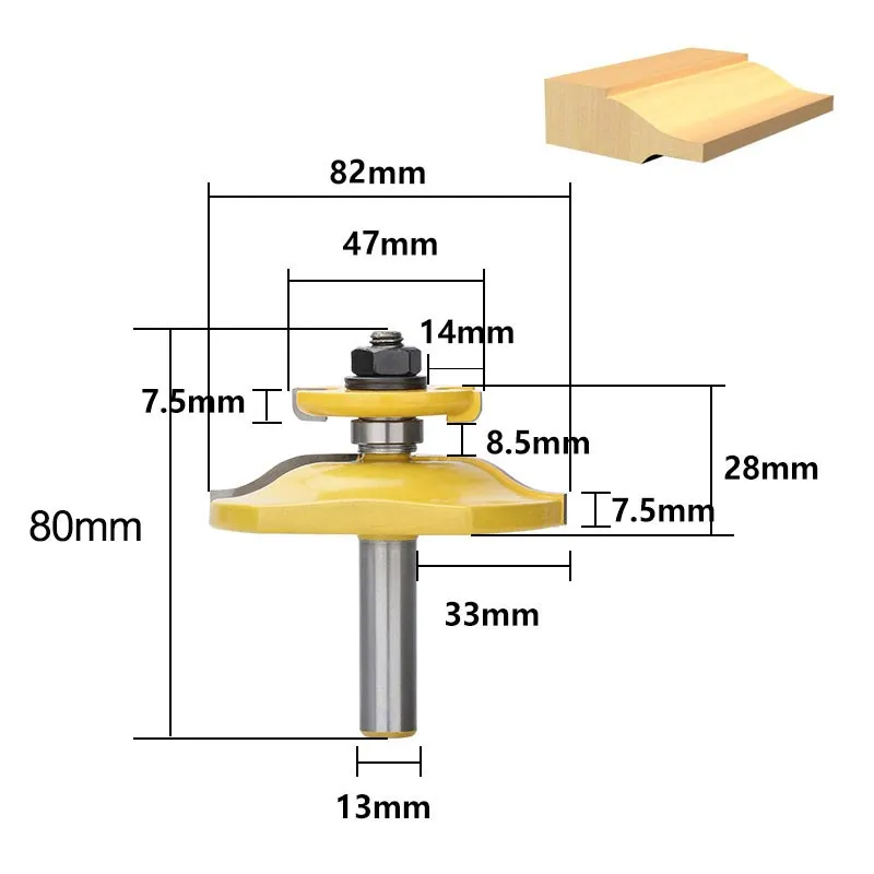 8/12/12.7mm Shank Cabinet Raised Panel Router Bits Door Tenon Knife Router Bits Milling Cutter for Woodworking Tools 