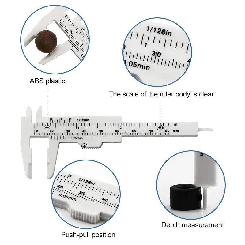 0-80 Mm Students Caliper,New Mini Plastic Vernier Caliper, Jewelry Measuring Tool, Small Gifts,pie De Metro,calibrador