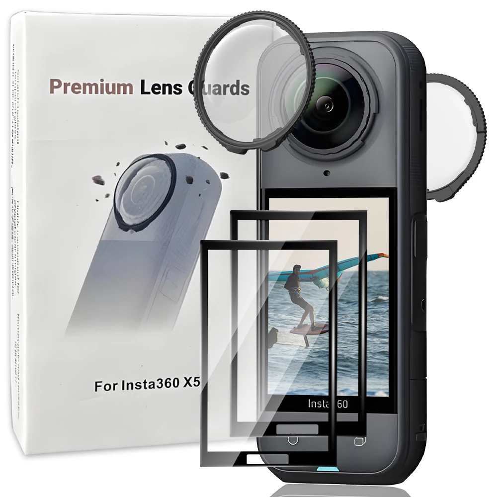 2 IN 1 for Insta360 X5 Optical Glass Lens Guards & Full Coverage 99%HD Screen Protector - Insta 360 X5 Camera Accessories