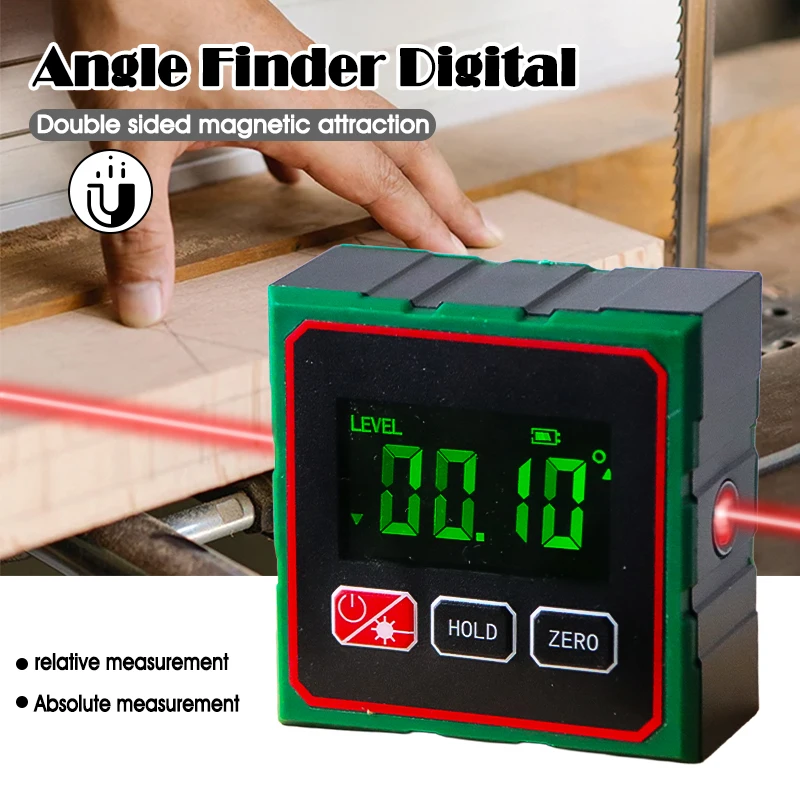 

Double Sided Laser Inclinometer Digital Angle Finder Magnetic Inclination Measurement Tool Home Use Type-C Charging Angle Meter