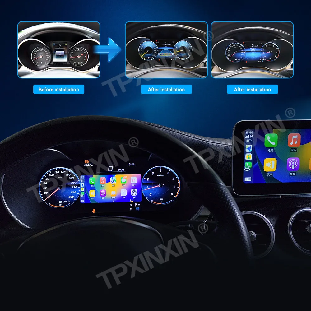 مجموعة لوحة القيادة الرقمية للسيارة لسيارة Mercedes Benz C Class W205 2015-2018 GLC X253 2016-2019 Carplay عداد السرعة أداة متر