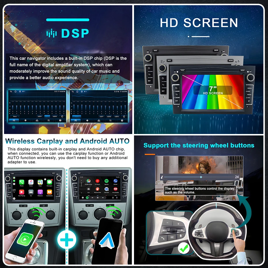 Radio para Auto con Android 15, 8G128G, CarPlay Inalámbrico para Opel/Vauxhall Astra, Antara, Zafira, Meriva, Combo, Signum, Tigra Two Top 2003-2006 4