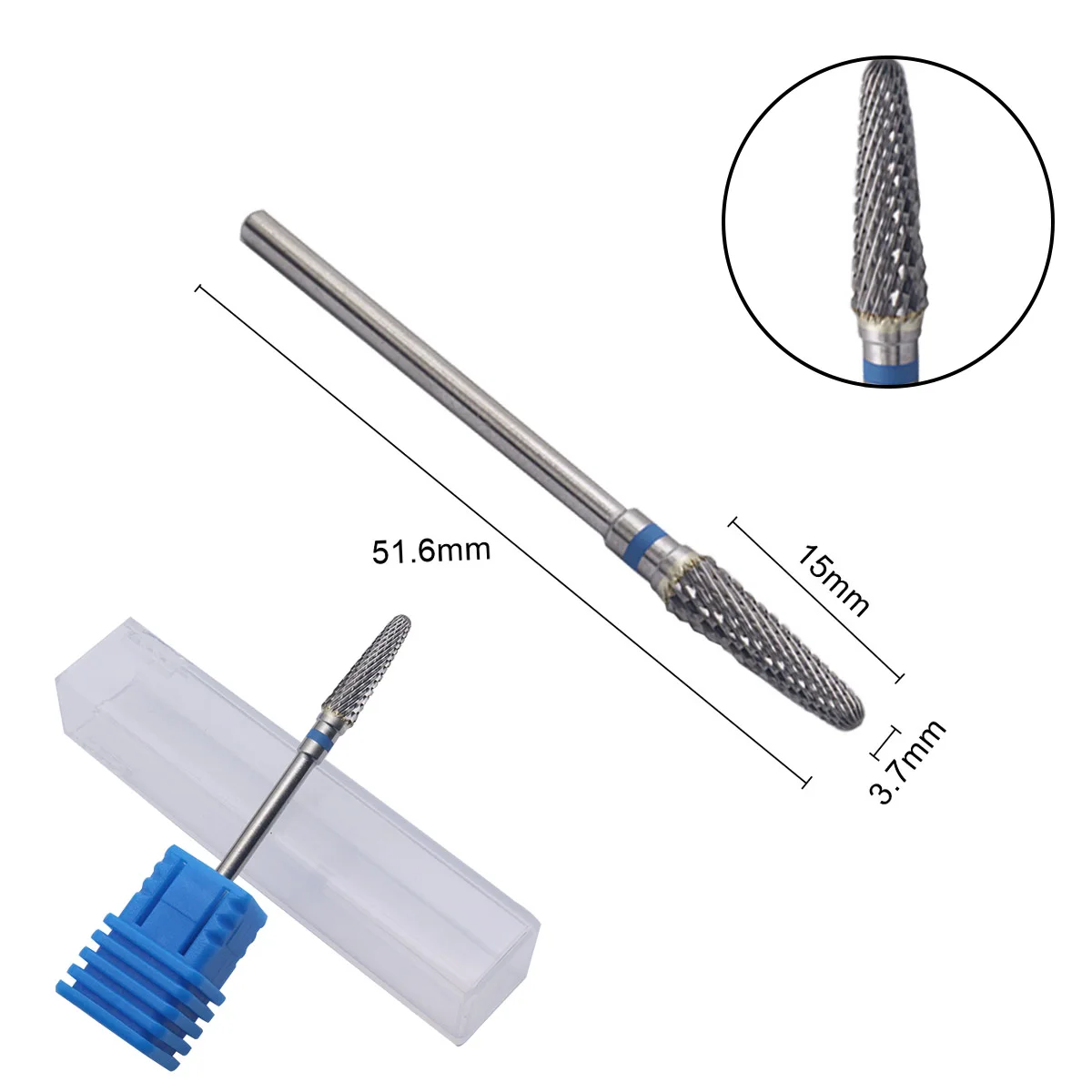 Brocas cónicas afiladas (corte cruzado) broca de carburo para uñas 3/32 rebabas de manicura para agujero perforado accesorio de equipo de decoración de uñas