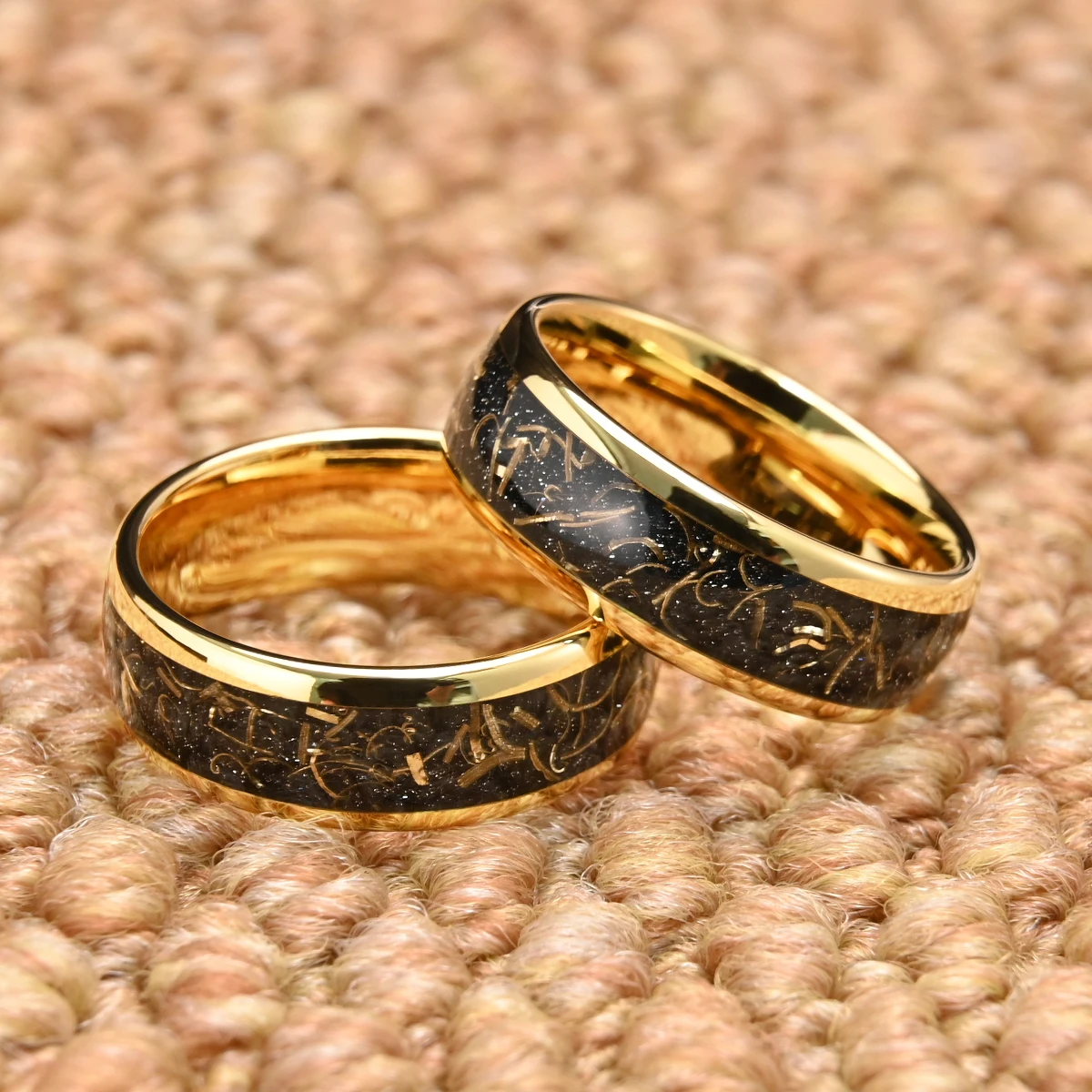 8MM Tungsten Ring Anillos Bague Homme Pareja De Compromiso Fashion Jewelry Men's Wedding Bands Couple 18K Engagement Rings Gifts