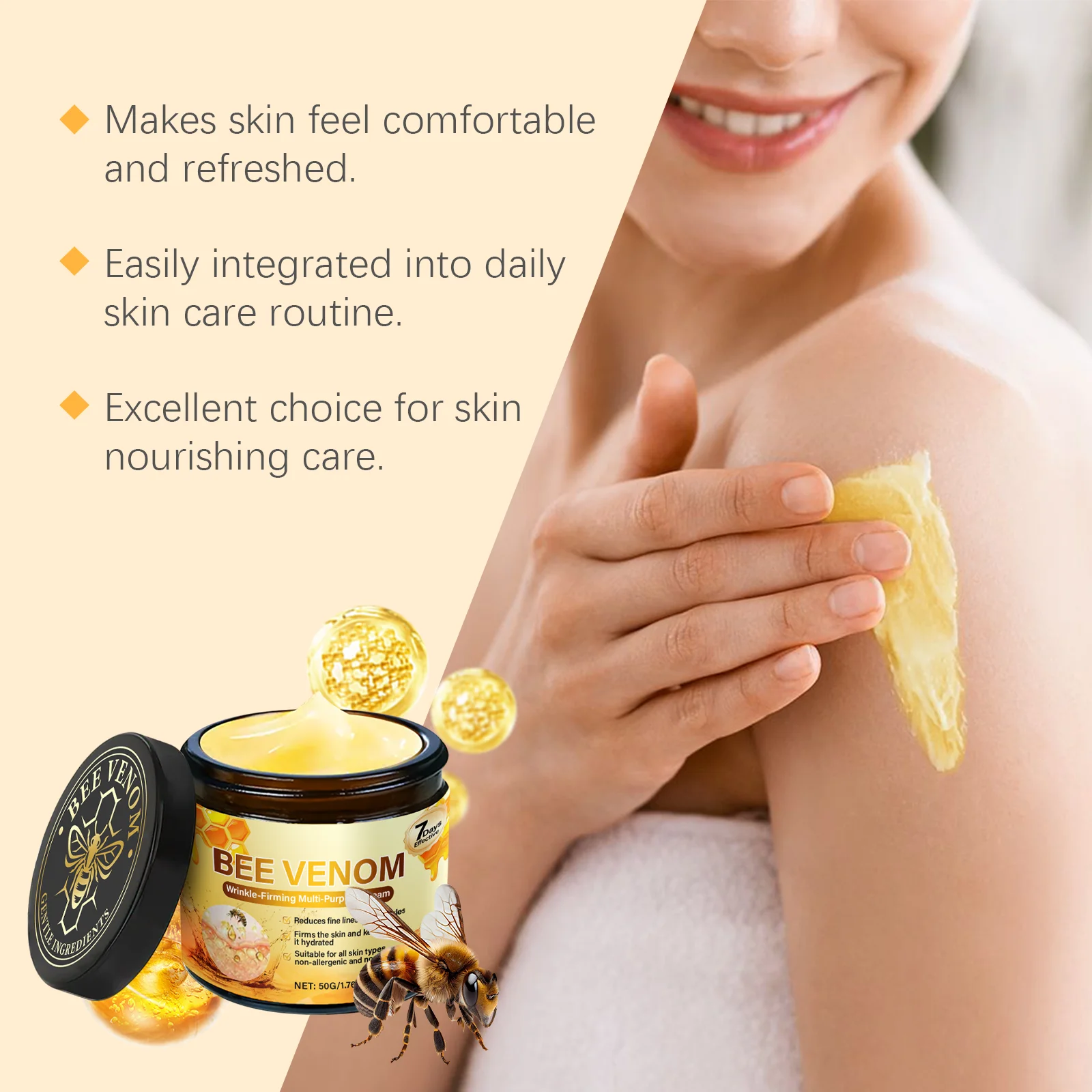 كريم شد سم النحل لترهل البشرة ومزيل التجاعيد المضاد للتجاعيد يقلل من الخطوط الدقيقة كريم سموم النحل متعدد الأغراض #3